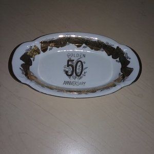 Vintage NORCREST Fine China Golden 50th Anniversary Plate #B-654